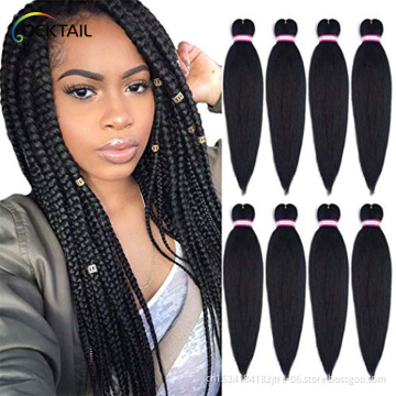 Kanekalon fiber 2021 crochet hair 1b black pre stretched braiding hair 48 inches, synthetic fiber hair silky straight 48 inch